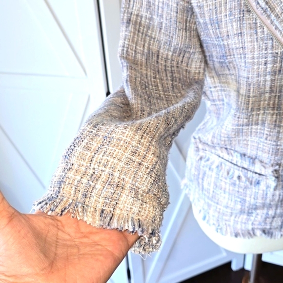 Cupcakes & Cashmere Tweed Zip Front Fringed Blazer - Picture 5 of 10